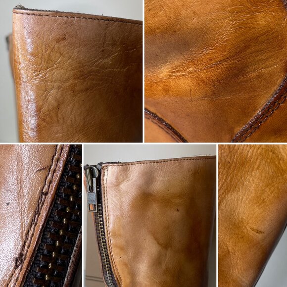 BED STU Tess Rustic Tan Distressed Tall Leather Riding Boots BedStu Size 7.5 - Picture 9 of 16